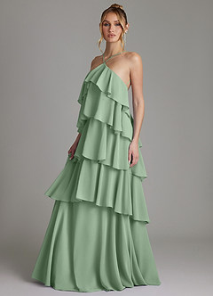 Azazie Deena Brudtärnklänningar Klä av A-Linje i Chiffong Rynkad Matcha image5