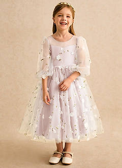 Azazie Elowen Flower Girl Dresses Blushing Pink A-Line Sweetheart Neckline Lace Dress image5