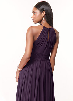 Azazie Cherish Bridesmaid Dresses Plum A-Line Pleated Chiffon Dress image5