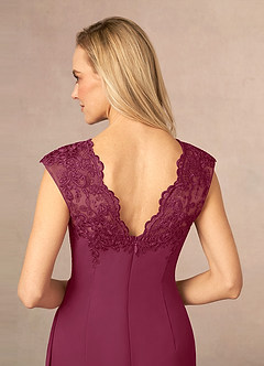 Azazie Gladys Abiti per la Madre della Sposa Abito A-Line in Chiffon in Pizzo con Scollo Queen Anne Gelso image6