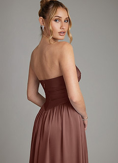 Azazie Zena Bridesmaid Dresses Espresso A-Line Strapless Stretch Satin Dress image7