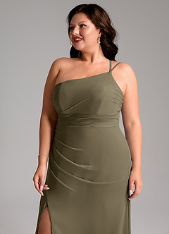 Azazie Eren Bridesmaid Dresses Willow Green Sheath One Shoulder Chiffon Dress image13