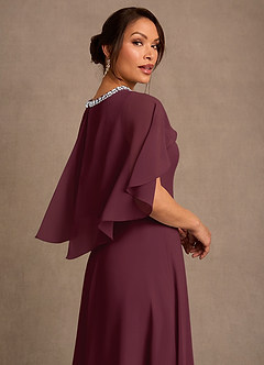 Azazie Winnifred Brudens mor kjoler A-Line Perlebesat Chiffon Gulv-længde Kjole image5