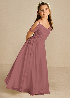 Azazie Chelle Flower Girl Dresses Desert Rose A-Line Pleated Chiffon Dress image5