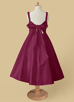 Azazie Cutie Pie Flower Girl Dresses Mulberry A-Line Pleated Matte Satin Dress image5