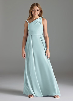 Azazie Dallas Junior Linia A Pofałdowany Szyfon Długość podłogi Młodsza druhna Sukienka image1