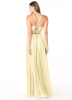 Azazie Aaida Bridesmaid Dresses Lemon Sorbet A-Line Corset Chiffon Dress image2