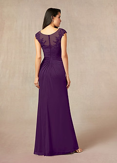 Azazie Oliniana Mother of the Bride Dresses Grape Mermaid Lace Mesh Dress image3