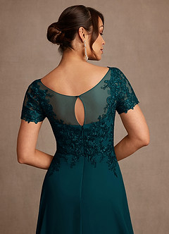 Azazie Alva Mother of the Bride Dresses Pine A-Line Lace Dress image7