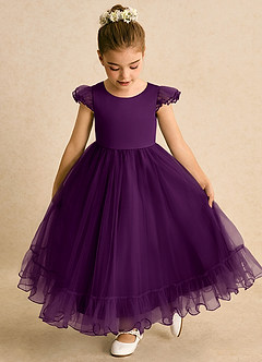 Azazie Phebs Robe Demoiselle D'honneur Fillette Robe Trapèze en Tulle Grain De Raisin image7