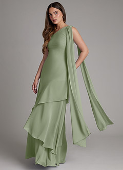 Azazie Monique Brautjungfernkleider A-Linie One-Shoulder Chiffon Kleid Pistazie image4