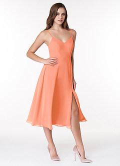Azazie Clarissa Bridesmaid Dresses Sunset A-Line V-Neck Chiffon Dress image3