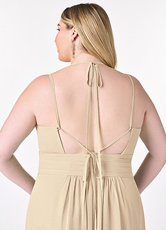 Azazie Farren Bridesmaid Dresses Champagne A-Line Pleated Chiffon Convertible Dress image14
