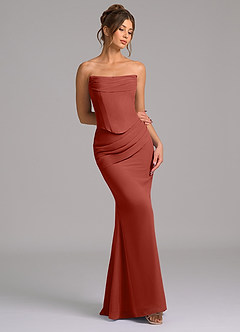 Azazie Sorrel Bridesmaid Dresses Terracotta Mermaid Corset Chiffon Dress image7