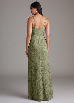 Azazie Leo Bridesmaid Dresses Pistachio Sheath Pleated Floral Burnout Dress image2
