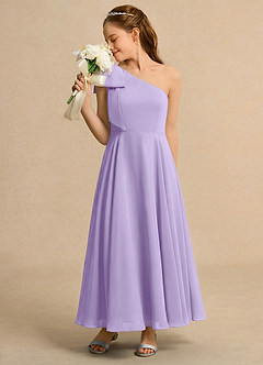 Azazie Guppy Junior Formal Jurken voor bloemenmeisjes A-Lijn Jurk van Chiffon One-Shoulder Lila image5