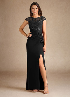 Azazie Santa Clarita Mother of the Bride Dresses Black Mermaid Sequins Stretch Crepe Dress image7