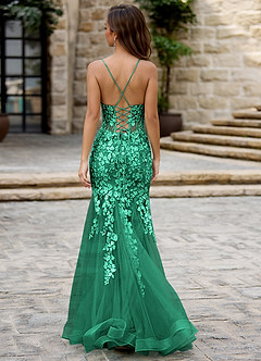 Dentelle Verde Vestido de fiesta de sirena image2