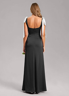 Azazie Frostine 신부 들러리 드레스 A라인 절하다 스트레치 새틴 바닥 길이 드레스 image5