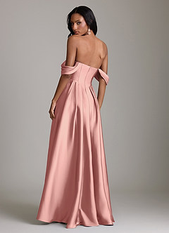 Azazie Loisa Abiti da Damigella Abito A-Line in Raso Elasticizzato a Spalla Scoperta Rosetta image2