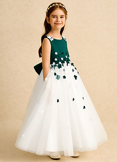 Azazie Eleni Sukienki dla dziewczynek sypiących kwiaty Suknia balowa Ukłon Tiul Długość kostki Sukienka image3
