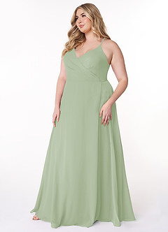 Azazie Davis Bridesmaid Dresses Dusty Sage A-Line V-Neck Chiffon Dress image9