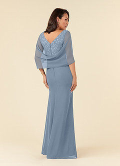 Azazie Laina Mother of the Bride Dresses Dusty Blue Mermaid Lace Chiffon Dress image3
