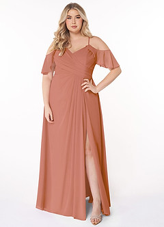 Azazie Dakota Bridesmaid Dresses MAI TAI A-Line V-Neck Pleated Chiffon Dress image12