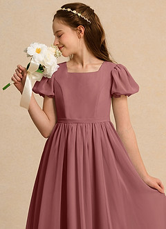 Azazie Joss Flower Girl Dresses Amethyst A-Line with Sleeves Chiffon Dress image13