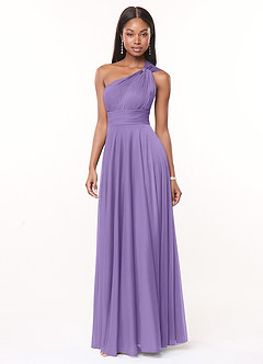 Azazie Charlize Bridesmaid Dresses Tahiti A-Line One Shoulder Mesh Dress image3