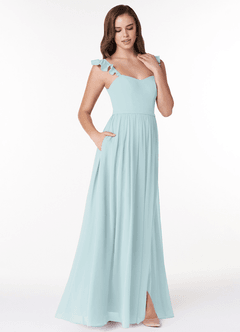 Azazie Metz Final Sale Mist A-Line Sweetheart Ruched Chiffon Dress image3