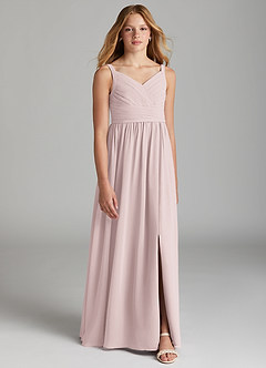 Azazie Chanel Junior Jurk van Chiffon met A-Lijn Sweetheart Halslijn Blozend Roze image1