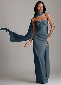 Azazie Sonora Vestidos de damas de honor Vestido de Crepúsculo de Satén Elástico de Corte Recto con Sin tirantes image1