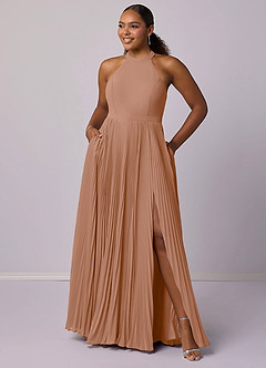 Barbie ♥ Azazie Final Sale Champagne Rose A-Line Pleated Chiffon Dress image11