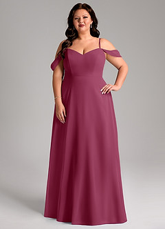 Azazie Marley Bridesmaid Dresses Mulberry A-Line Off the Shoulder Chiffon Convertible Dress image11