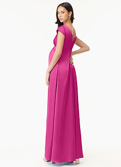 Azazie Allessia Abiti da damigella d'onore premaman Abito A-Line Plissettato Raso Elasticizzato Floor-Length image4