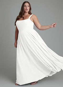 Azazie Shaude Bridesmaid Dresses White A-Line Pleated Chiffon Dress image10