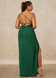 Christian Siriano Bridal for Azazie 1003 Bridesmaid Dresses Dark Green Sheath One Shoulder Chiffon Dress image9