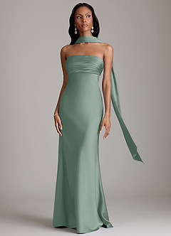 Azazie Saylor Brudtärnklänningar Klä av Sjöjungfru i Stretch Satin Axelbandslös Silversalvia image9