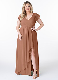 Azazie Omari Bridesmaid Dresses Bronzer A-Line Chiffon Dress image7