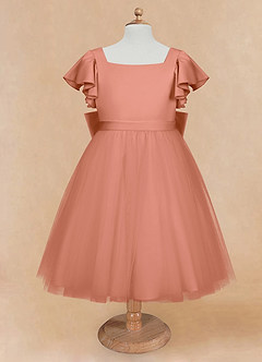 Azazie Kaeya Flower Girl Dresses MAI TAI A-Line Bow Tulle Dress image5