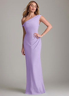 Azazie Emerson Bridesmaid Dresses Lilac Sheath Off the Shoulder Chiffon Dress image1