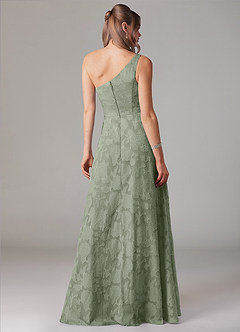 Azazie Ellianna Bridesmaid Dresses Agave A-Line One Shoulder Floral Burnout Dress image2