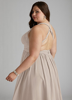 Azazie Ashia Brautjungfernkleider A-Linie Plissee Chiffon Kleid Frost image8