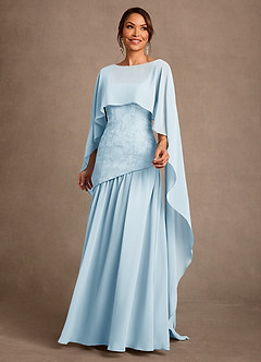 Azazie Flossie 신부의 어머니 드레스 A라인 주름진 쉬폰 플로어 길이 드레스 image3