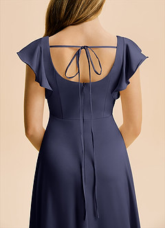 Azazie Bondi Junior Stormy A-Line Side Slit Stretch Satin Dress image6