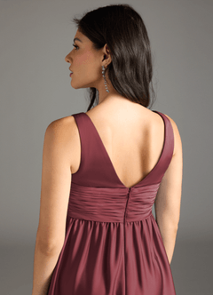 Azazie Yetta Brautjungfernkleider für Schwangere A-Linie Plissee Stretch-Satin Bodenlänge Kleid image5