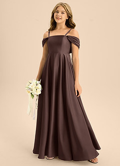 Azazie Rowena Junior Ganache A-Line Bow Stretch Satin Dress image7