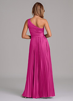 Azazie Lyrica Bridesmaid Dresses Fuchsia A-Line One Shoulder Stretch Satin Dress image8