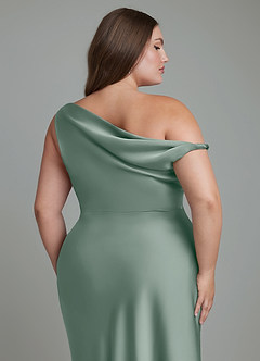 Azazie Emerson Robes de demoiselle d'honneur Robe Sirène en Satin extensible Épaules dénudées Sauge D'argent image13